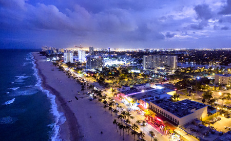 Fort Lauderdale by night, aerial view.の写真素材