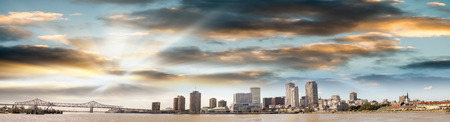 Panoramic view of New Orleans skyline at dusk.の写真素材