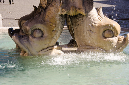 Detail of Piazza del Tritone in Rome, Italyの写真素材