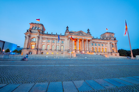 Reichstag building at sunset, Berlin.のeditorial素材