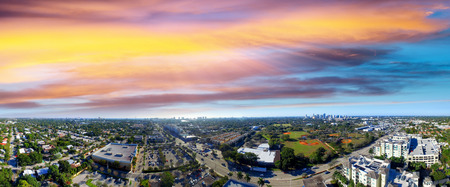 Panoramic aerial view of Fort Lauderdale at sunset.の写真素材