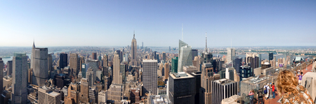NEW YORK CITY - JUNE 2013: Panoramic view of Manhattan on a beautiful day. New York attracts 50 million visitors every year.のeditorial素材