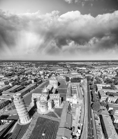 Black and white aerial view of Miracles Square - Pisa, Tuscany, Italy.の写真素材