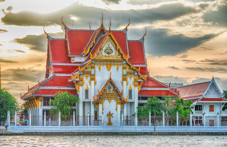 Bangkok temple and skyline - Thailand.の写真素材