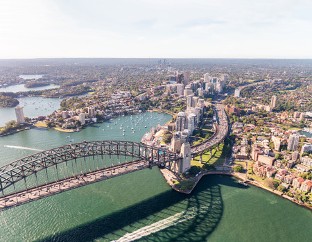Aerial view of Sydney Harbour Bridge, NSW Australia.