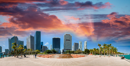 Downtown Miami at sunset, Florida.のeditorial素材