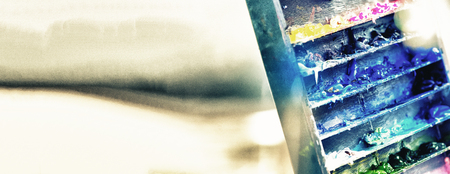 Color palette with countryside background. Copyspace.の写真素材