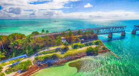 Bahia Honda State Park, aerial panoramic view - Florida - USA.の写真素材