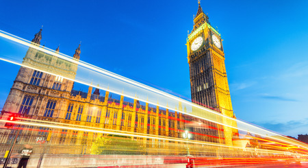 Sunset over Westminster Bridge and Big Ben, London.