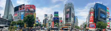 TOKYO - MAY 23, 2016: Shibuya buildings and skyline. Shibuya is a famous tourist attraction in Tokyo.のeditorial素材