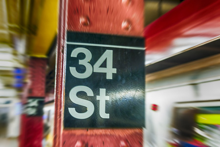 34th street sign in New York CIty subway .のeditorial素材