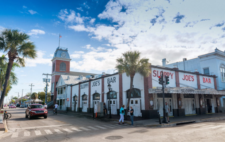KEY WEST, FL - FEBRUARY 21, 2016: City streets on a beautiful sunny afternoon. Key West in the southernmost city in USA.のeditorial素材
