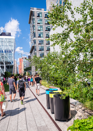 NEW YORK CITY - JUNE 15, 2013: High Line Park in NYC. The High Line is a public park built on an historic freight rail line elevated above the streets on Manhattan West Side.のeditorial素材