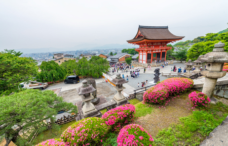 KYOTO, JAPAN - MAY 28, 2016: Tourists in Kiyomizu. Kiyomizu is a famous temple in Kyoto built in year 778. That is part of the Historic Monuments of Ancient Kyoto.のeditorial素材