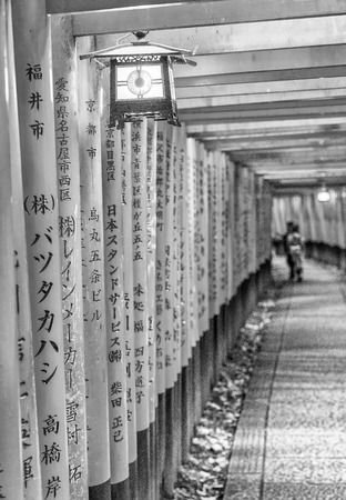 Red Tori Gate at Fushimi Inari Shrine in Kyoto, Japan.のeditorial素材