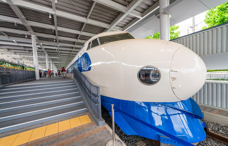 KYOTO, JAPAN - MAY 30, 2016: Shinkansen train inside Railway Museum. It is a railway museum in Shimogyo-ku, Kyoto, open this year.のeditorial素材