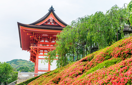 Kiyomizu-Dera Temple on a overcast spring day, Kyoto, Japan.のeditorial素材