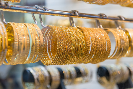 Golden jewelry in Dubai, UAE.
