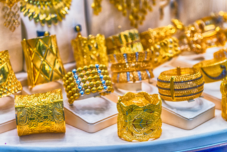 Gold on the famous Golden Souk in Dubai.