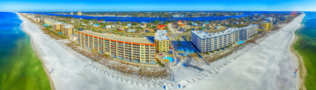FORT WALTON, FL - FEBRUARY 5, 2016: Aerial panoramic view of city beach. Fort Walton is a famous tourist destination in Florida.のeditorial素材