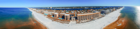 FORT WALTON, FL - FEBRUARY 5, 2016: Aerial panoramic view of city beach. Fort Walton is a famous tourist destination in Florida.のeditorial素材