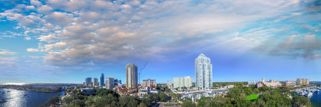 Aerial panoramic sunset view of Saint Petersburg, Florida.の写真素材