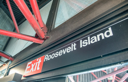 Roosevelt Island station sign, New York City.のeditorial素材