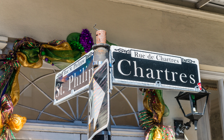 Chartres street sign in New Orleans, Louisiana.のeditorial素材