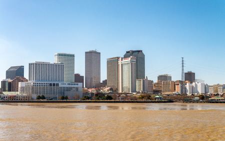 Buildings of New Orleans along Mississippi river, Louisiana.のeditorial素材