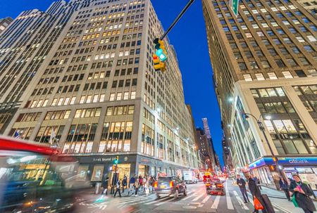 NEW YORK CITY - SEPTEMBER 2015: Traffic in the city at night. New York attracts 50 million people annually.のeditorial素材