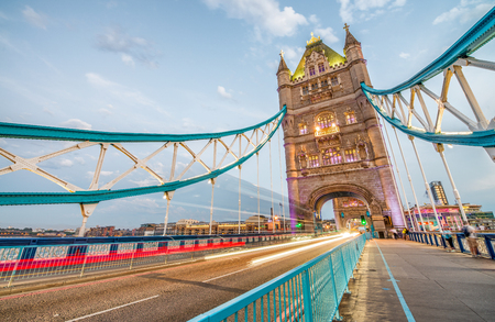 The Tower Bridge after sunset, London.の写真素材