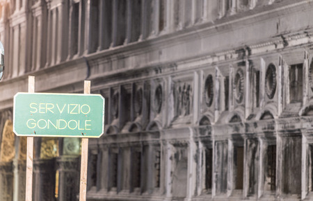 Gondolas service sign, Venice.の写真素材