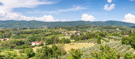 Spring countryside in Tuscany, panoramic view.の写真素材