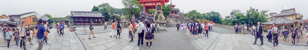 KYOTO - MAY 30, 2016: Tourists visit Buddhist Temple. Kyoto is a major attraction in Japan.のeditorial素材
