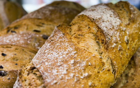 Fresh Bread Section On Retail Supermarket.