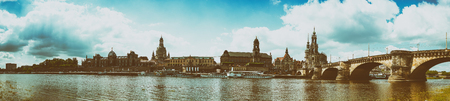 DRESDEN, GERMANY - JULY 2016: Panoramic view of city streets. Dresden is a major attraction in Germany.のeditorial素材