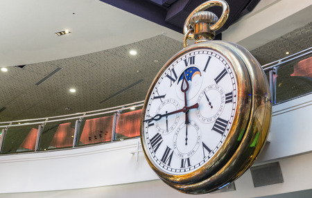 MELBOURNE - OCTOBER 2015: Clock inside  Melbourne Central shopping centre, Victoria, Australia.のeditorial素材
