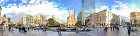 BOSTON - OCTOBER 2015: Tourists in Copley Square. Boston attracts 10 million people annually.のeditorial素材