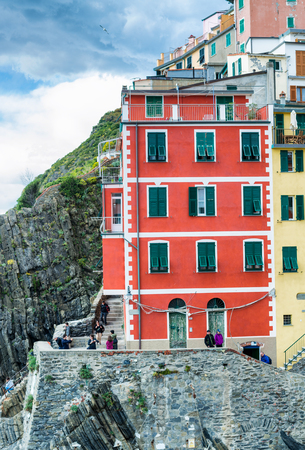 Colourful buildings of Riomaggiore, Five Lands, Italy.の写真素材