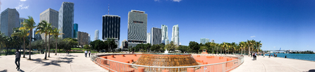 MIAMI - FEBRUARY 2016: Panoramic view of Downtown Miami on a beautiful sunny day. The city attracts 15 million people annually.のeditorial素材