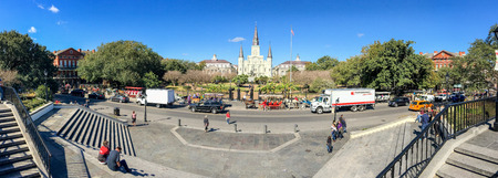 NEW ORLEANS - FEBRUARY 2016: Panoramic view of Jackson Square. New Orleans attracts 15 million people annually.のeditorial素材