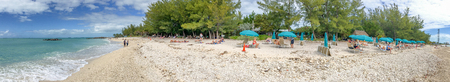 KEY WEST, FL - FEBRUARY 2016: Panoramic view of tourists in Fort Zachary Beach. Key West is a major tourist destination in Florida.のeditorial素材