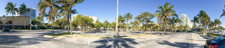 Panoramic view of Fort Lauderdale parking along beach promenade, Florida.