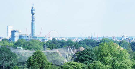 London skyline, beautiful panoramic view from city hill.