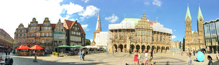 CELLE, GERMANY - JULY 2016: Tourists visit city center. Celle attracts 3 million people annually.のeditorial素材