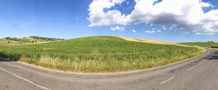 Panoramic view of Tuscany countryside in spring, Italy.の写真素材