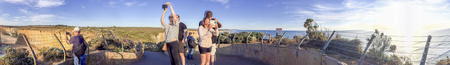 PORT CAMPBELL, AUSTRALIA: Tourists enjoy Twelve Apostles viewpoint. This is a major natural attraction in Victoria state.のeditorial素材
