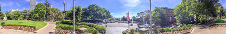 SYDNEY, AUSTRALIA - NOVEMBER 2015: Panoramic view of Sydney skyline from city park. Sydney attracts...