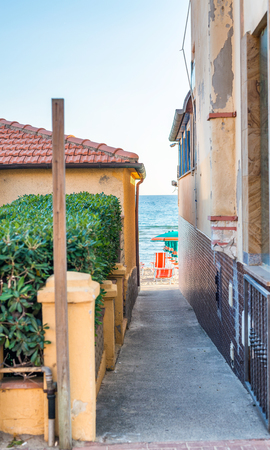 Tuscany homes along the Mediterranean Sea.の写真素材