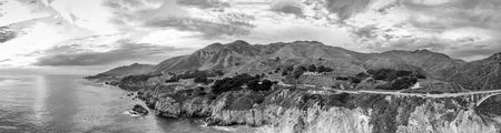 Big Sur coastline, aerial view of Bixby Bridge area.のeditorial素材